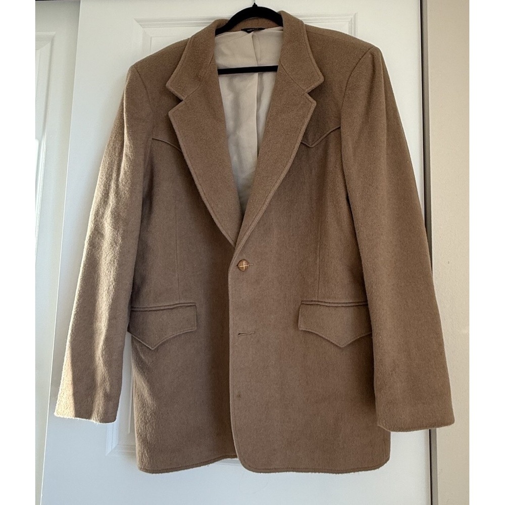 vintage pioneer wear mens wool Blend Blazer Lined Beige  46L USA‎ Pockets Preppy